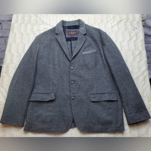 Black Brown 1826 Other - Black Brown 1826 Men's Sport Coat Jacket Gray  Wool Nylon Working Cuffs XL 44R